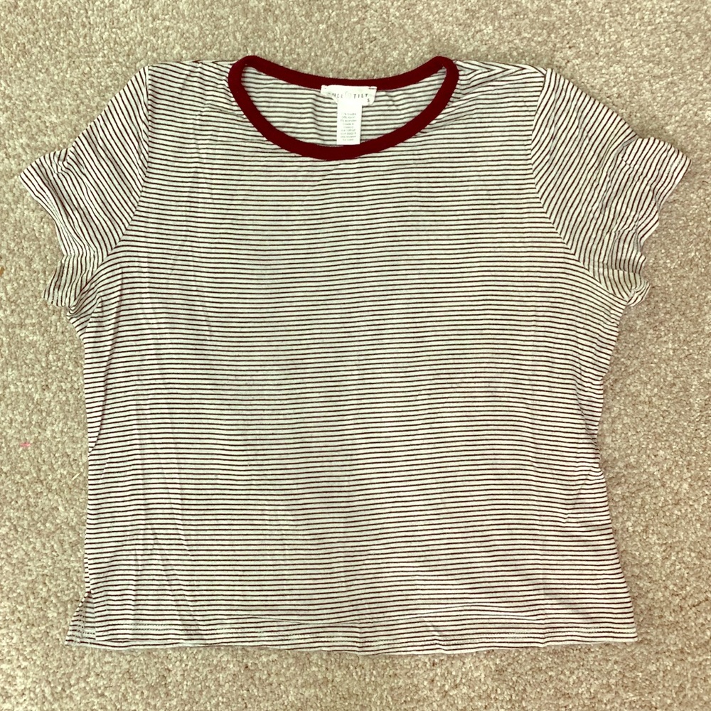 Striped Crew Neck Crop Top